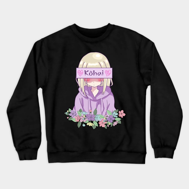 Kohai Kouhai Anime Girl Crewneck Sweatshirt by Mavis Fox